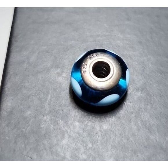 Pandora Bead Blue with Hearts - Picture 2 of 3